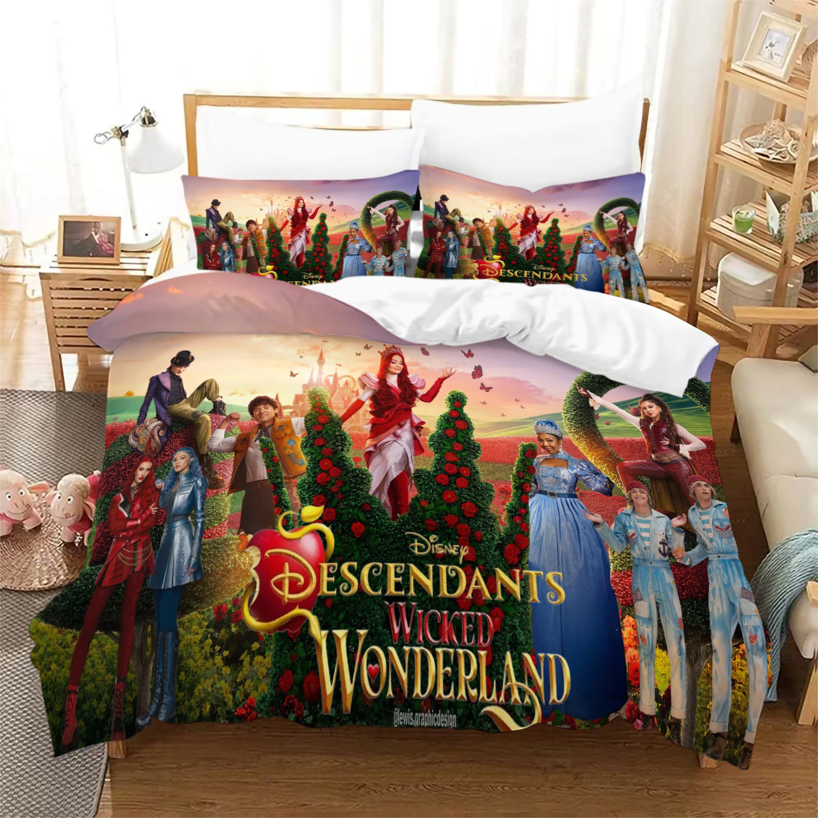 Descendants Wicked Wonderland Duvet Cover Quilt Case Pillowcase Bedding Set Without Filler