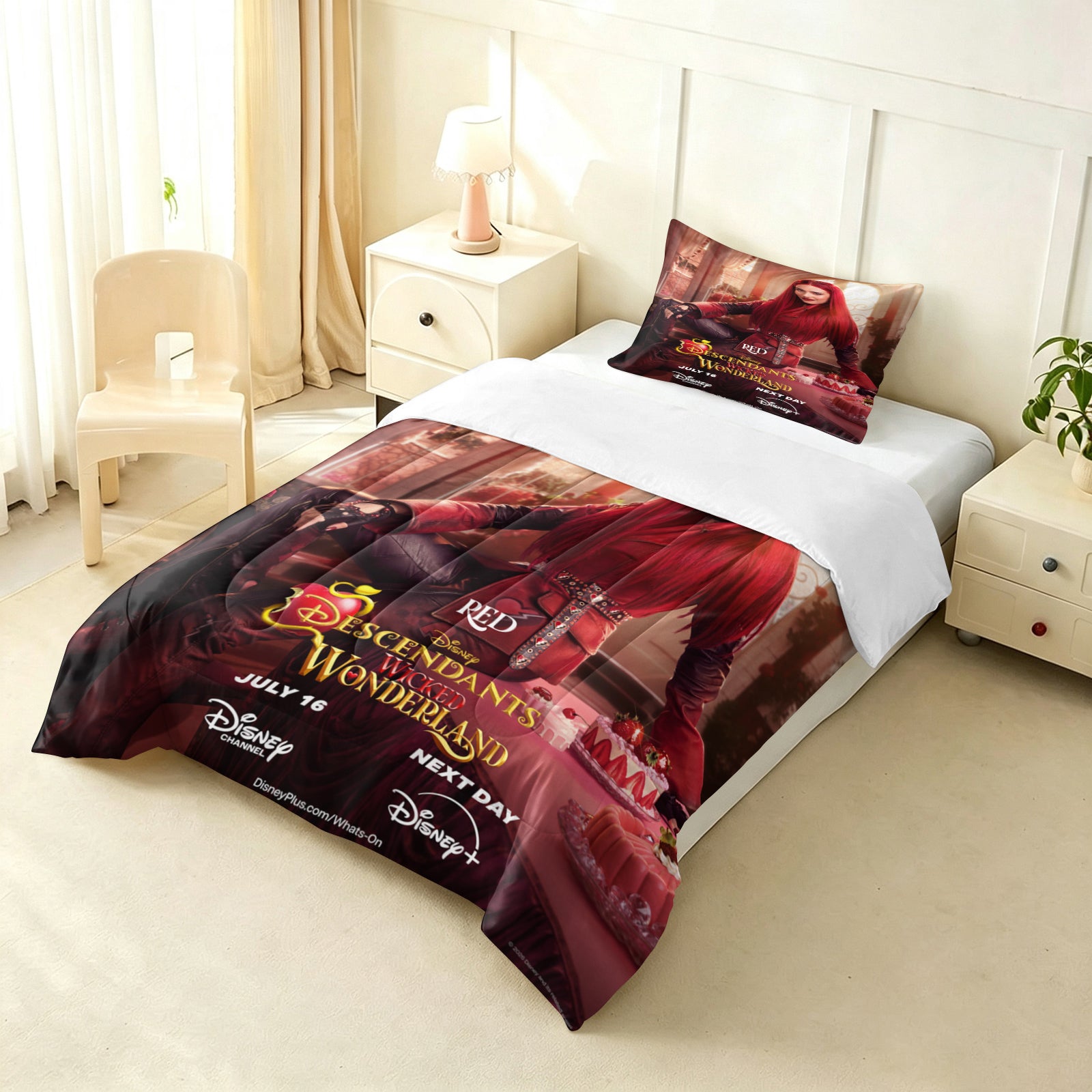 Descendants Wicked Wonderland Comforter Pillowcase Sets Blanket All Season Reversible Quilted Duvet