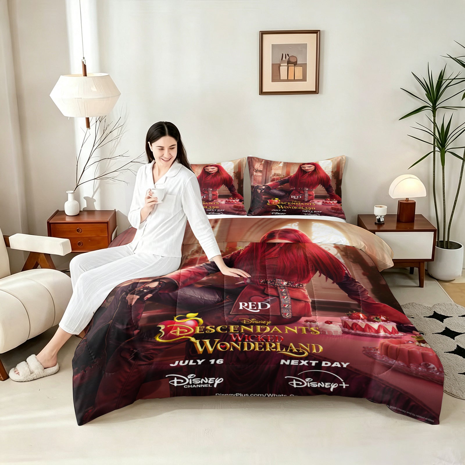 Descendants Wicked Wonderland Comforter Pillowcase Sets Blanket All Season Reversible Quilted Duvet