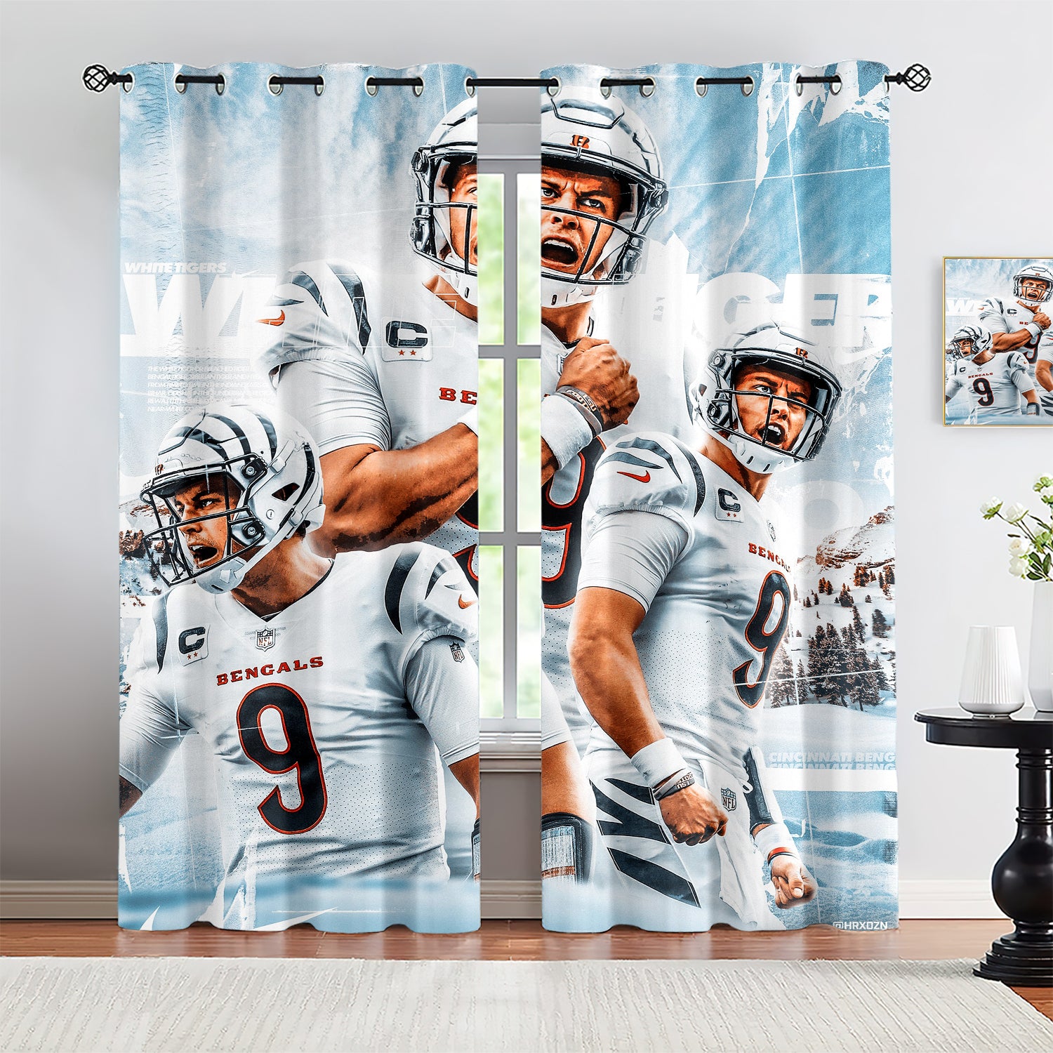 Joe Burrow Blackout Curtains Drapes for Window Treatment Set