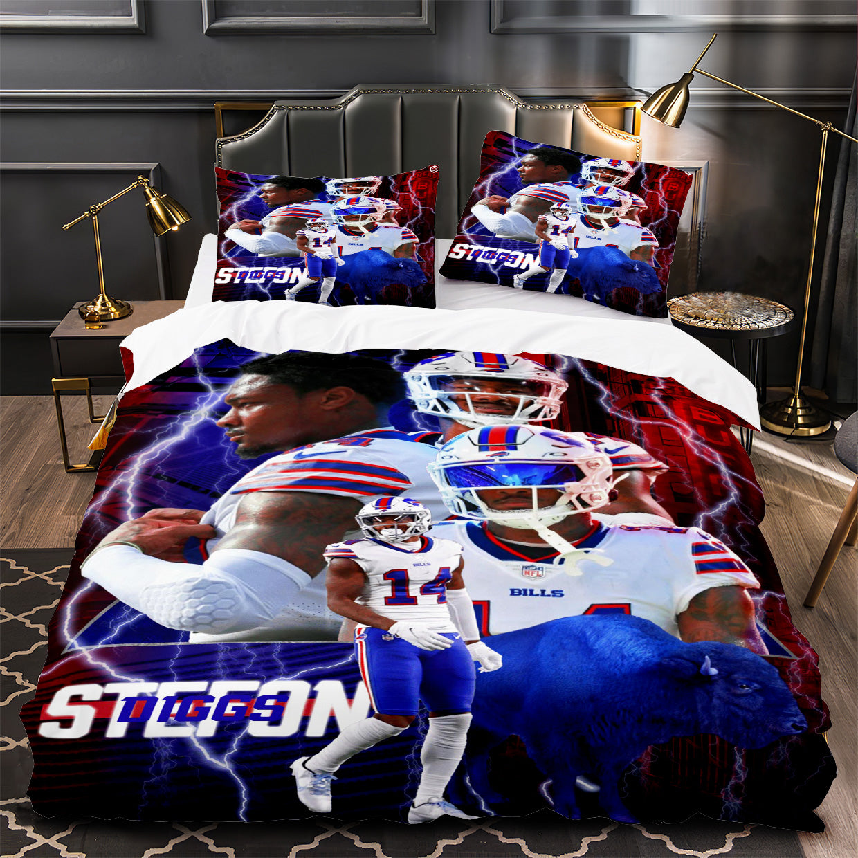Stefon Marsean Diggs Rugby Football Player Duvet Cover Quilt Case Pillowcases