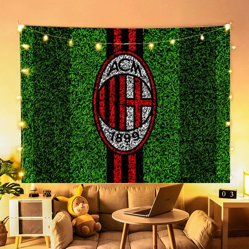 2025 New AC Milan Football Club Wall Decor Hanging Tapestry Home Bedroom Living Room Decoration Wall Decor