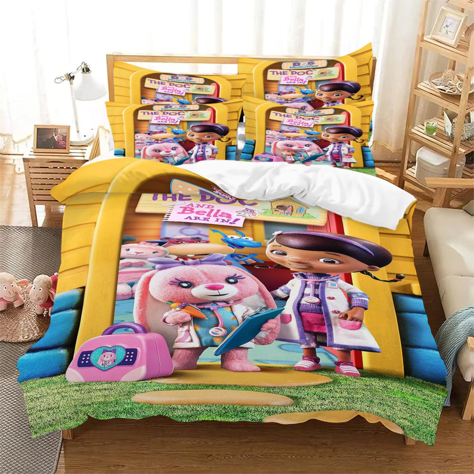 2025 New Doc McStuffins Duvet Cover Quilt Case Pillowcase Bedding Set Without Filler