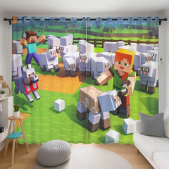 Minecraft Blackout Curtains Drapes for Window Treatment Set