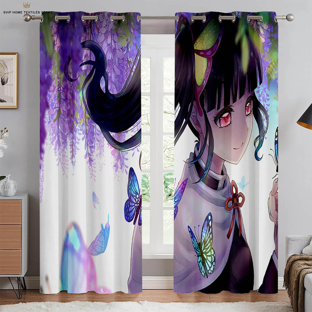 Kpop Demon Hunters Blackout Curtains Drapes for Window Treatment Set