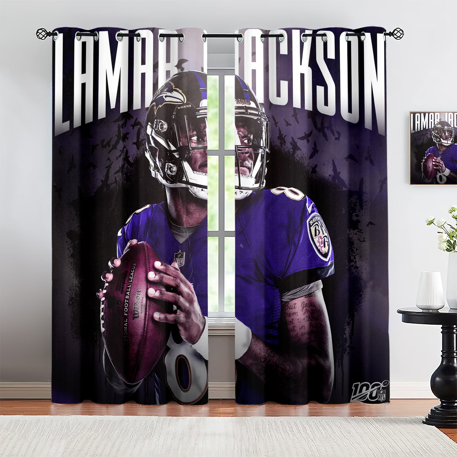 Lamar Jackson Blackout Curtains Drapes for Window Treatment Set