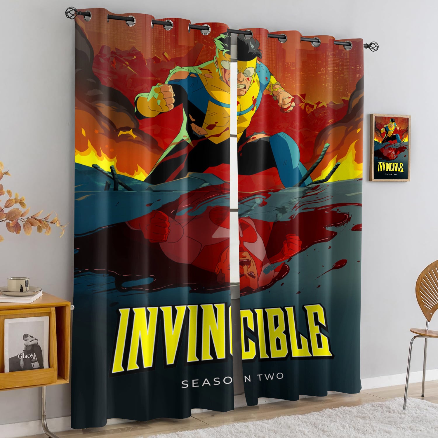 Invincible Season Blackout Curtains Drapes for Window Treatment Set