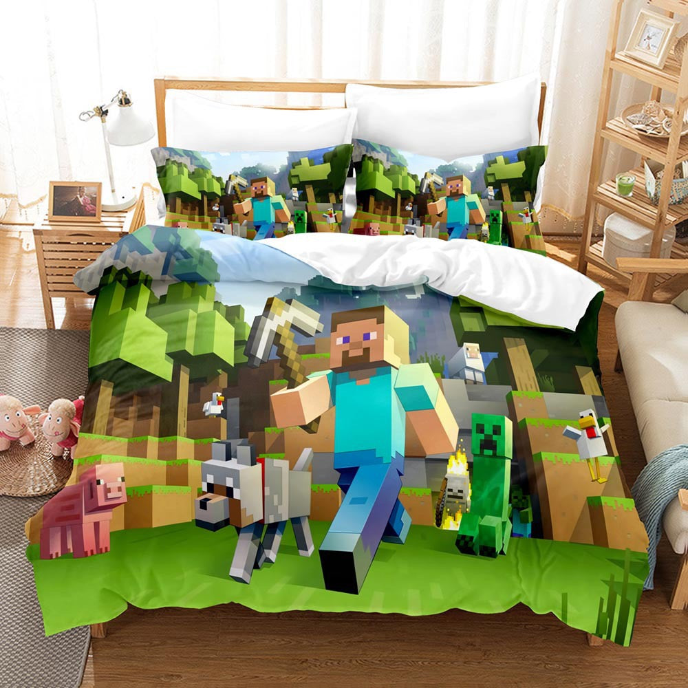 2025 New Minecraft Duvet Cover Quilt Case Pillowcase Bedding Set Without Filler