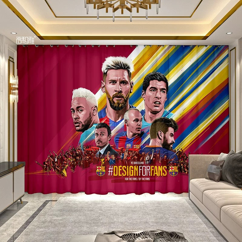 2025 New Barcelona Football Club Curtains Blackout Window Treatments Drapes Room Decor