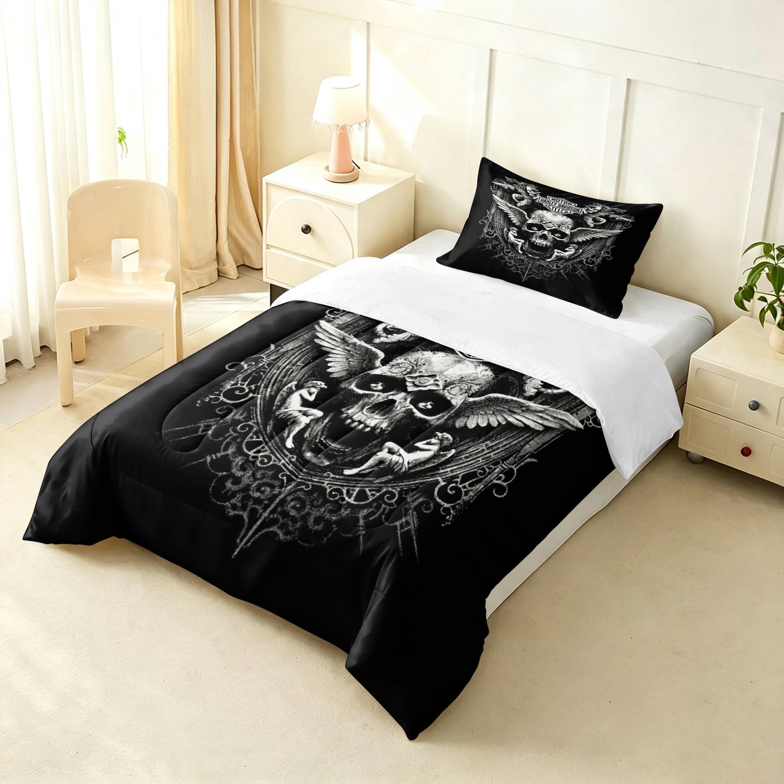 Harley Davidson Motorcycle Comforter Pillowcase Sets Blanket All Season Reversible Quilted Duvet