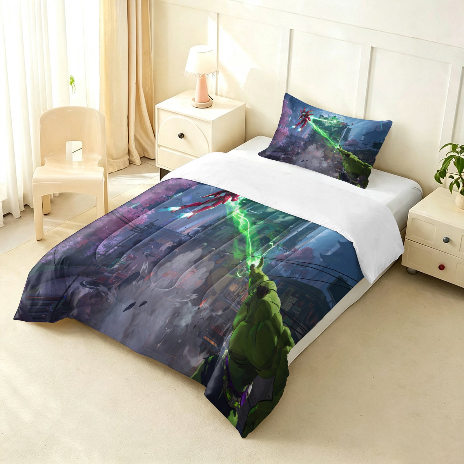 Marvel Rivals Hulk Comforter Pillowcase Sets Blanket All Season Reversible Quilted Duvet