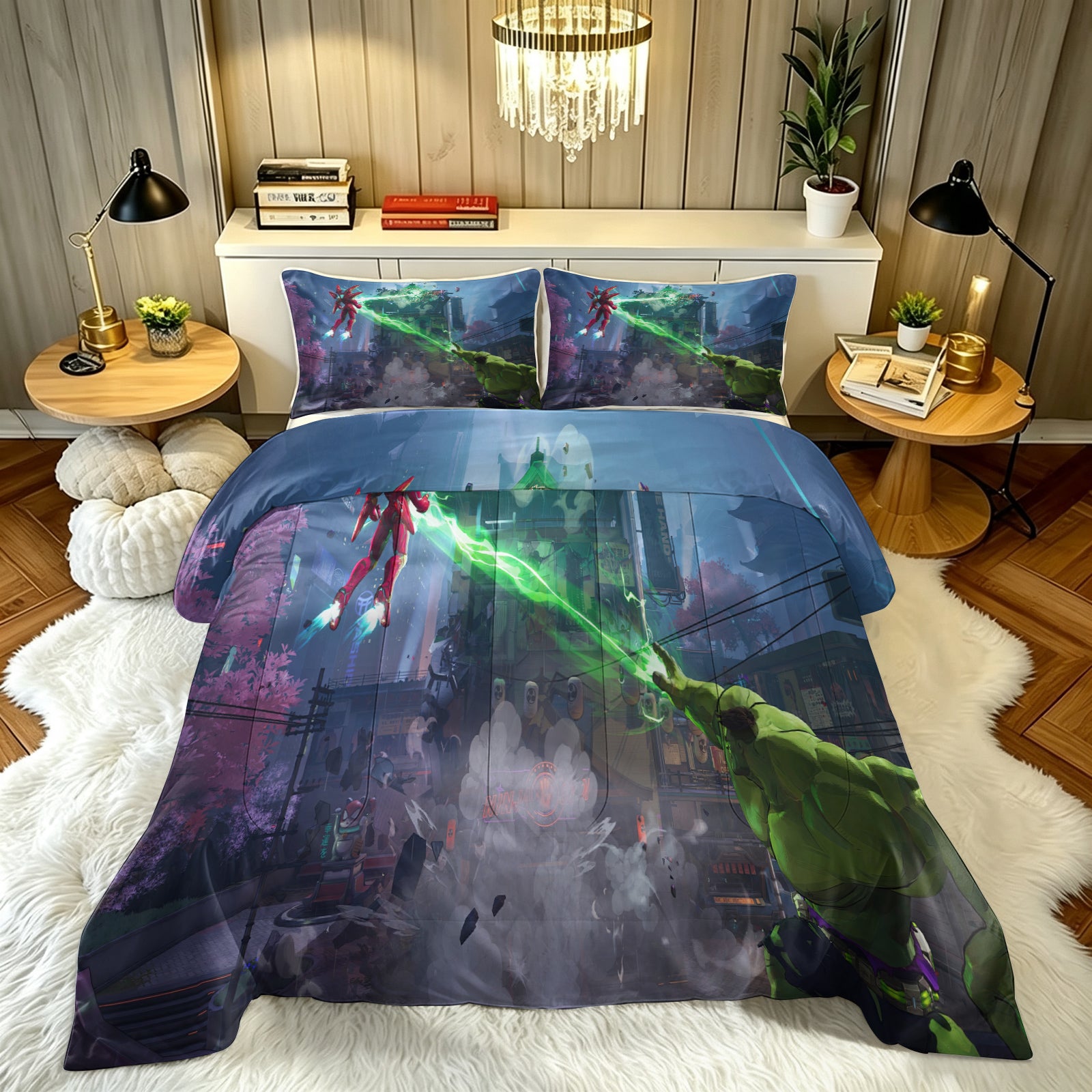 Marvel Rivals Hulk Comforter Pillowcase Sets Blanket All Season Reversible Quilted Duvet