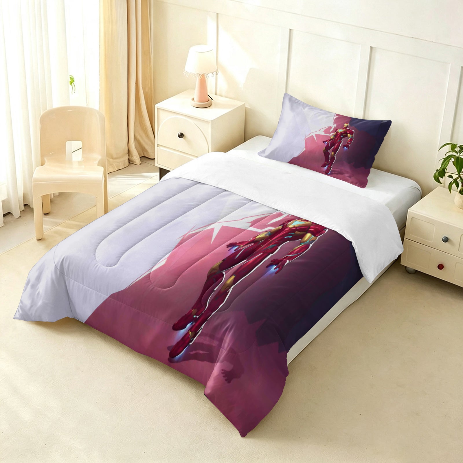 Marvel Rivals Iron Man Comforter Pillowcase Sets Blanket All Season Reversible Quilted Duvet