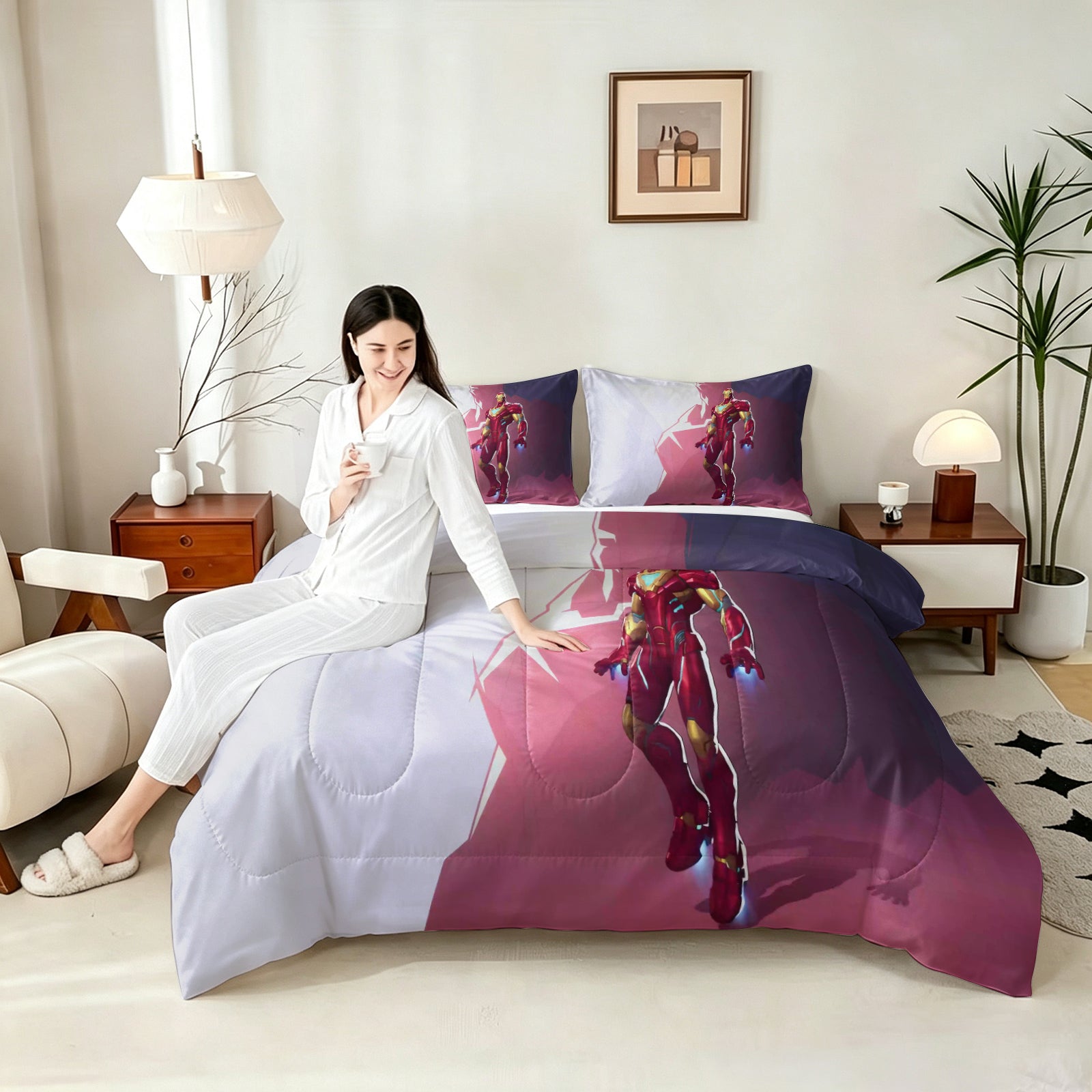 Marvel Rivals Iron Man Comforter Pillowcase Sets Blanket All Season Reversible Quilted Duvet