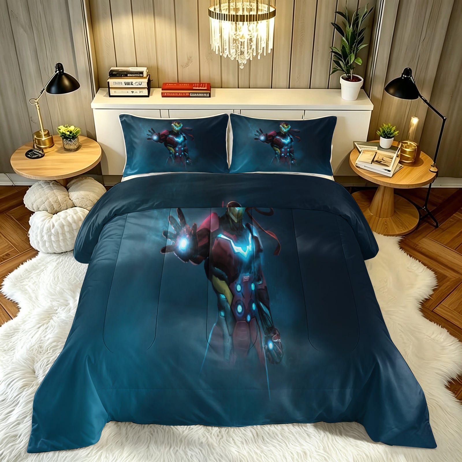 Marvel Rivals Iron Man Comforter Pillowcase Sets Blanket All Season Reversible Quilted Duvet