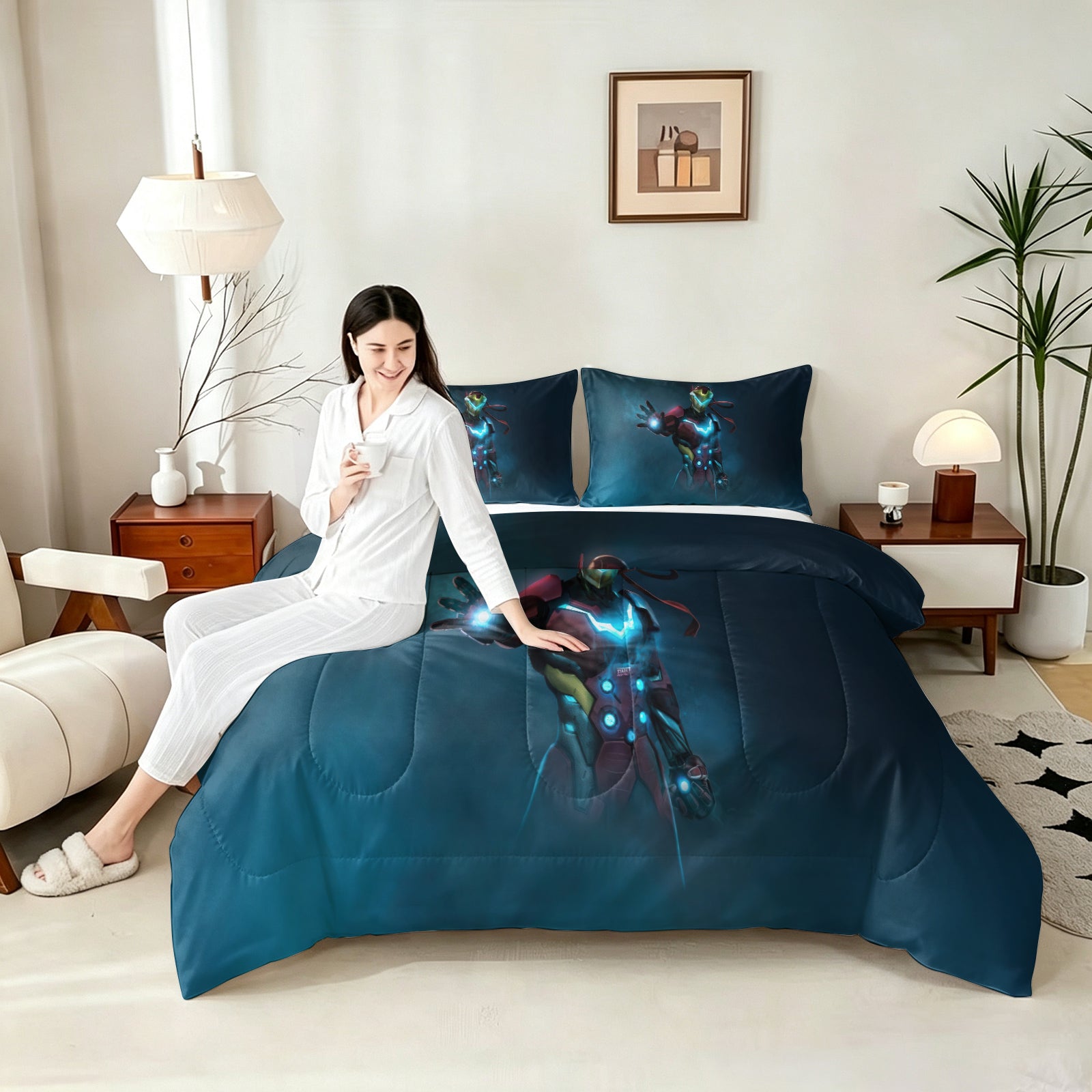 Marvel Rivals Iron Man Comforter Pillowcase Sets Blanket All Season Reversible Quilted Duvet