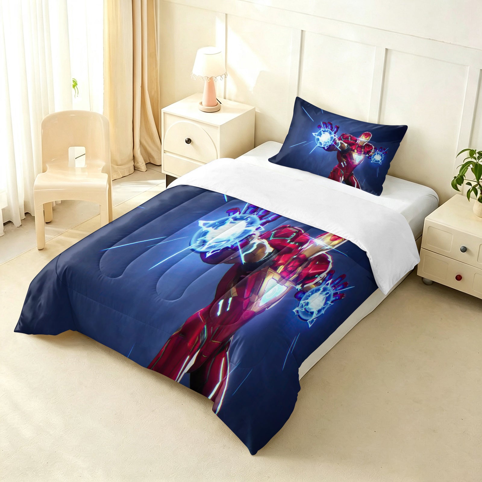 Marvel Rivals Iron Man Comforter Pillowcase Sets Blanket All Season Reversible Quilted Duvet