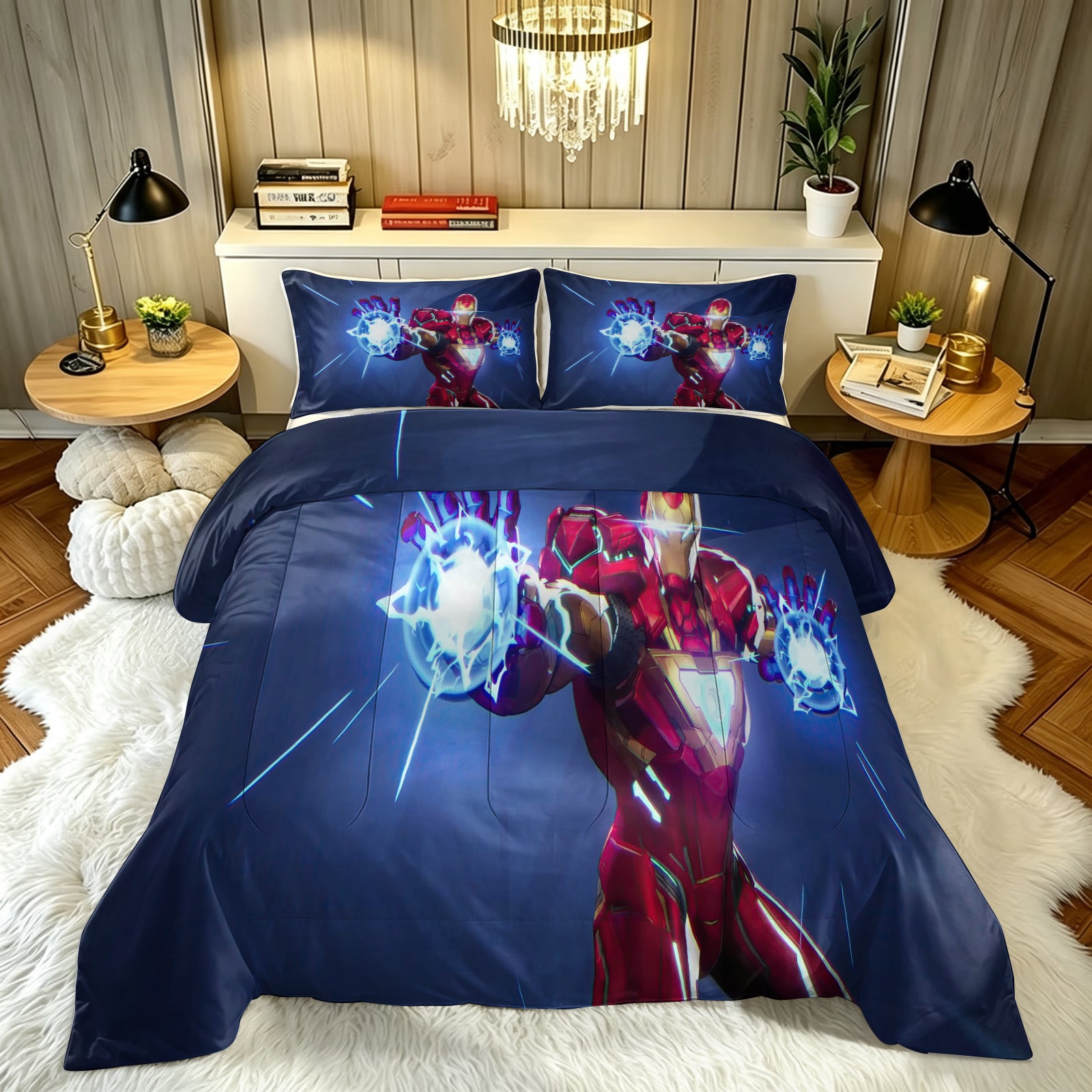 Marvel Rivals Iron Man Comforter Pillowcase Sets Blanket All Season Reversible Quilted Duvet