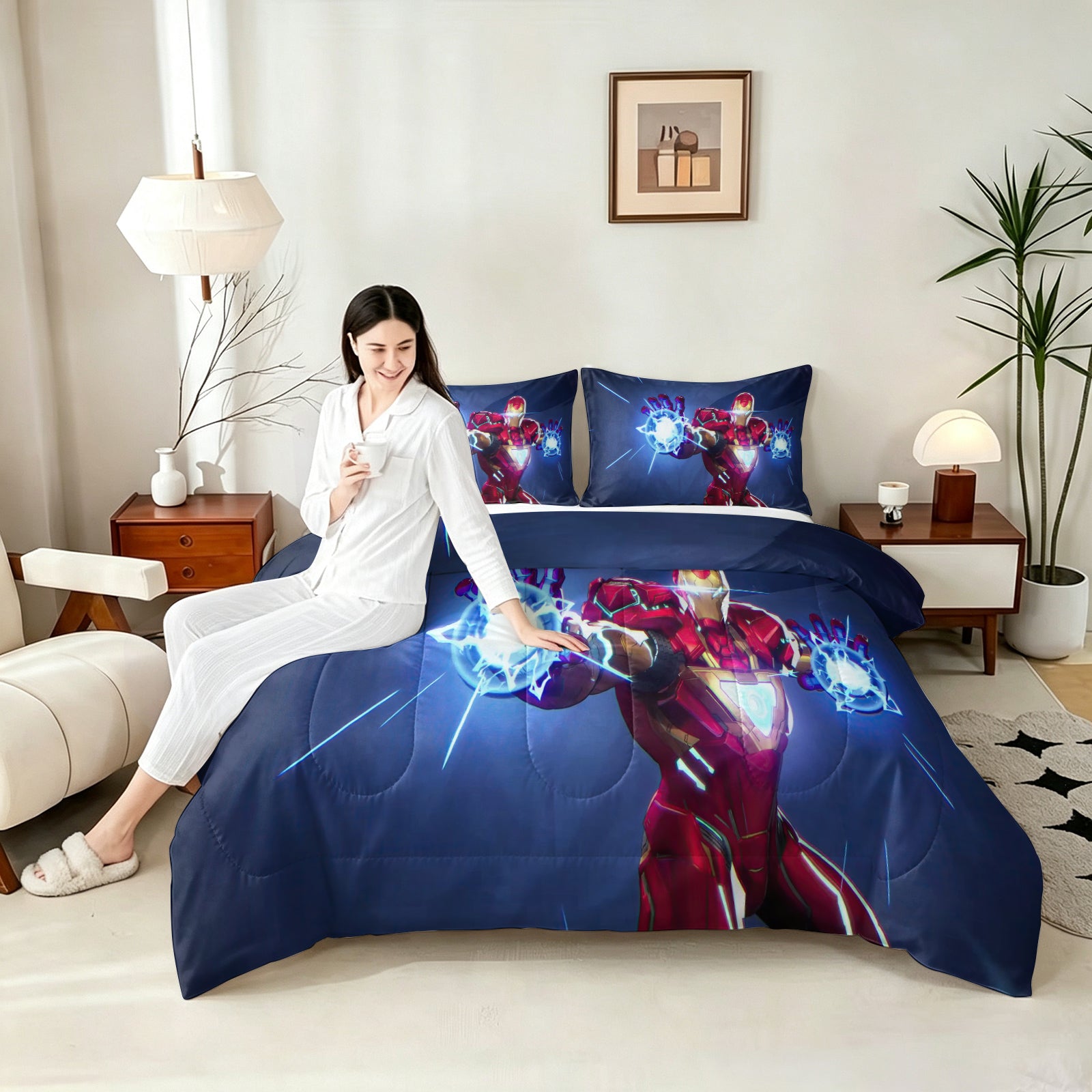 Marvel Rivals Iron Man Comforter Pillowcase Sets Blanket All Season Reversible Quilted Duvet