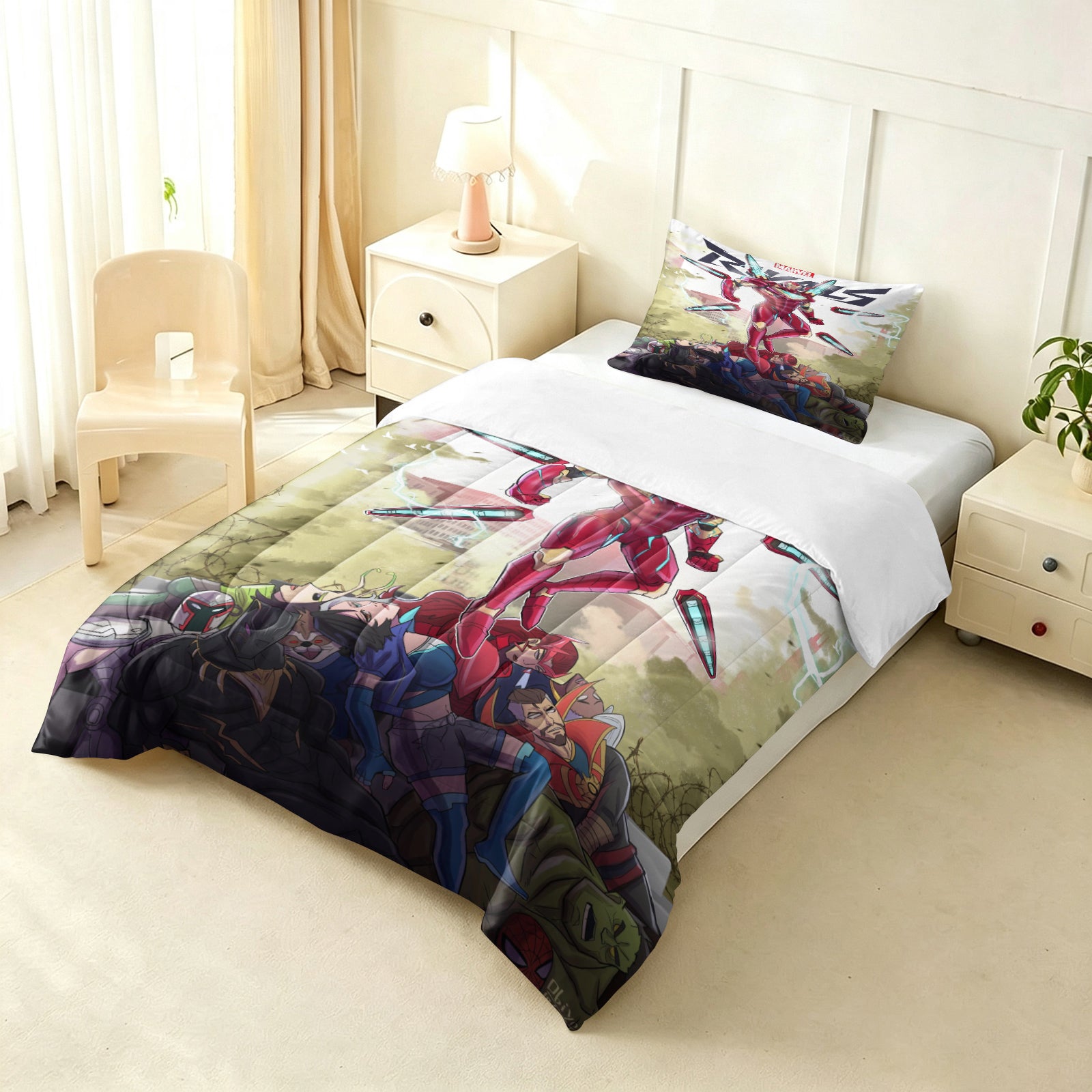 Marvel Rivals Iron Man Comforter Pillowcase Sets Blanket All Season Reversible Quilted Duvet