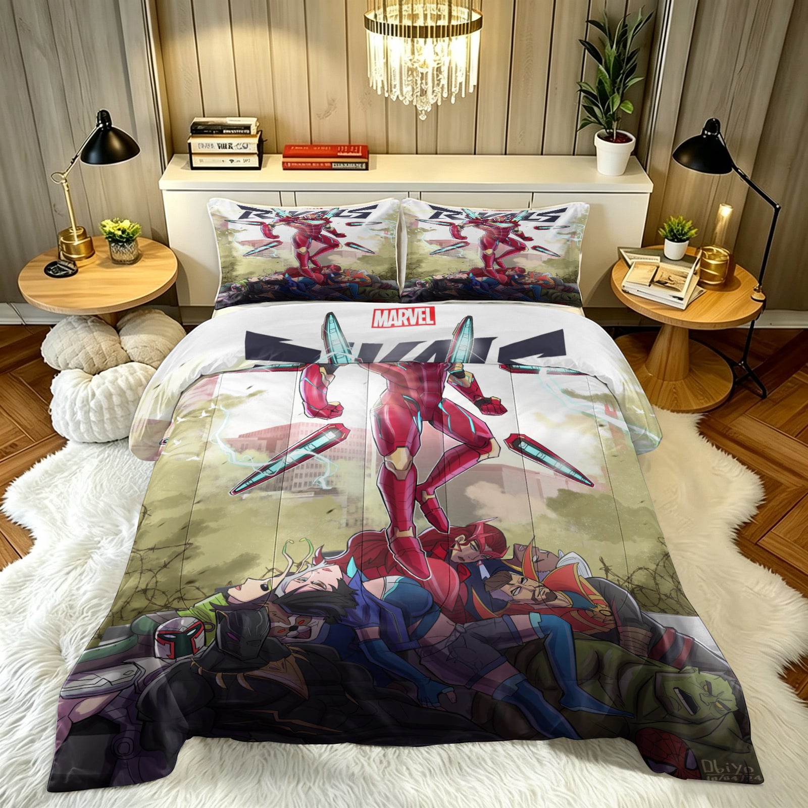 Marvel Rivals Iron Man Comforter Pillowcase Sets Blanket All Season Reversible Quilted Duvet