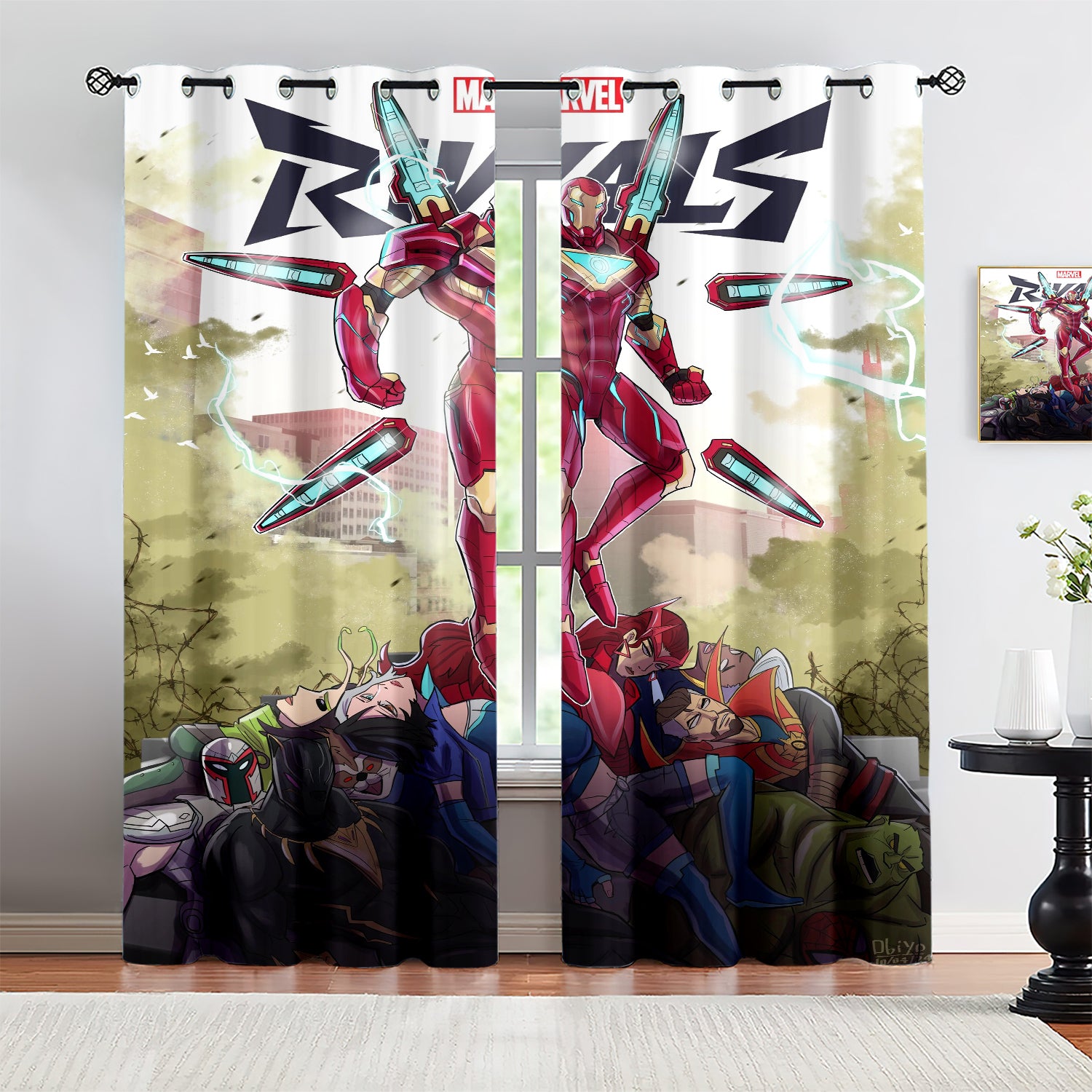 Marvel Rivals Iron Man Blackout Curtains Drapes For Window Treatment Set