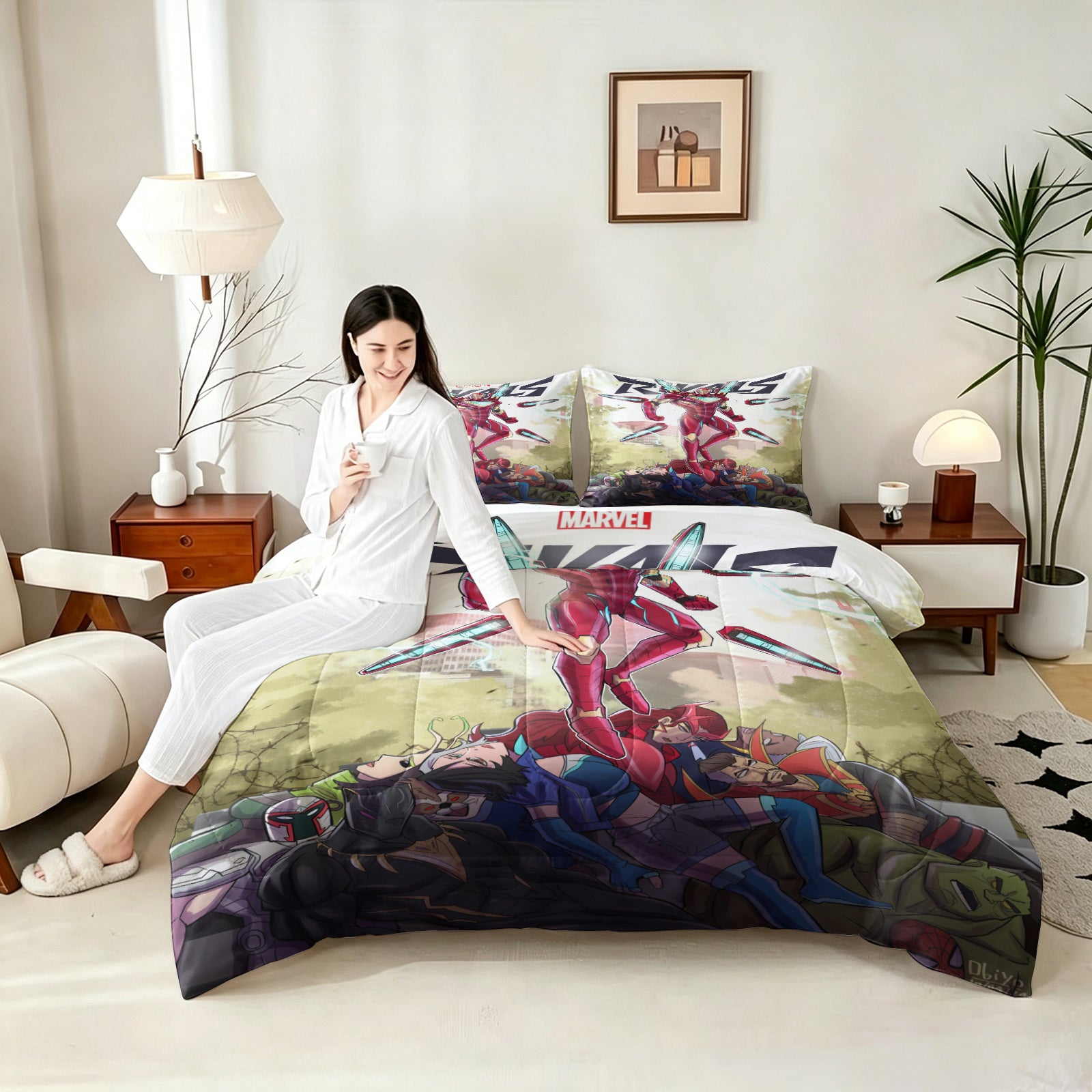 Marvel Rivals Iron Man Comforter Pillowcase Sets Blanket All Season Reversible Quilted Duvet