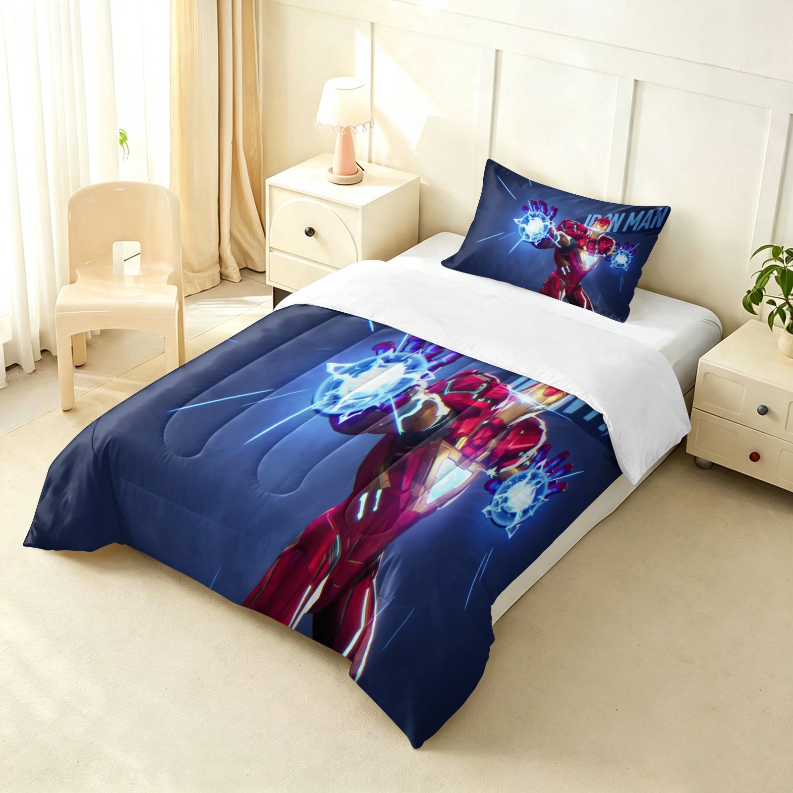 Marvel Rivals Iron Man Comforter Pillowcase Sets Blanket All Season Reversible Quilted Duvet