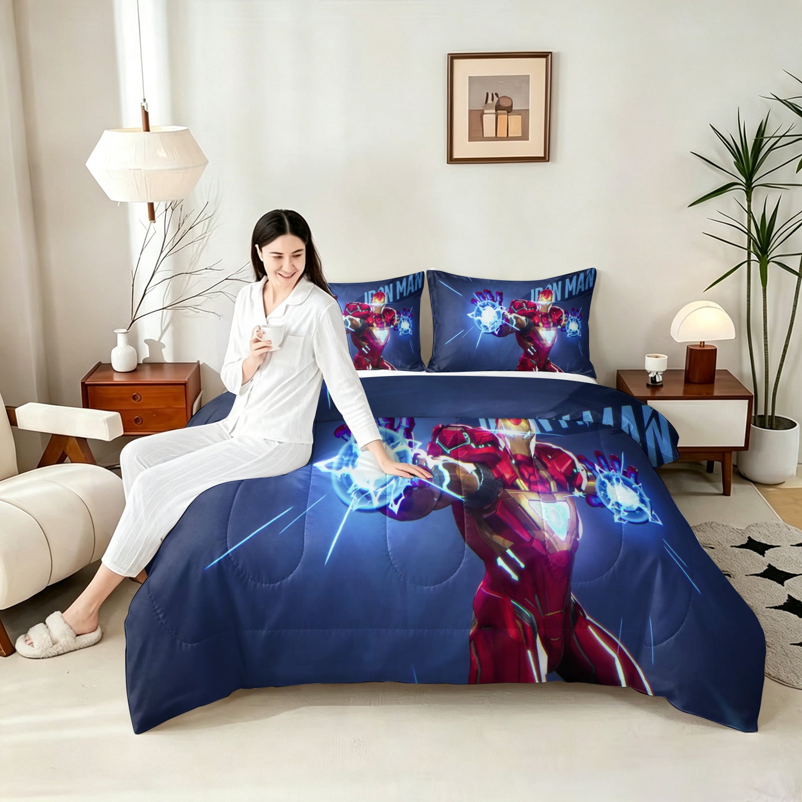 Marvel Rivals Iron Man Comforter Pillowcase Sets Blanket All Season Reversible Quilted Duvet