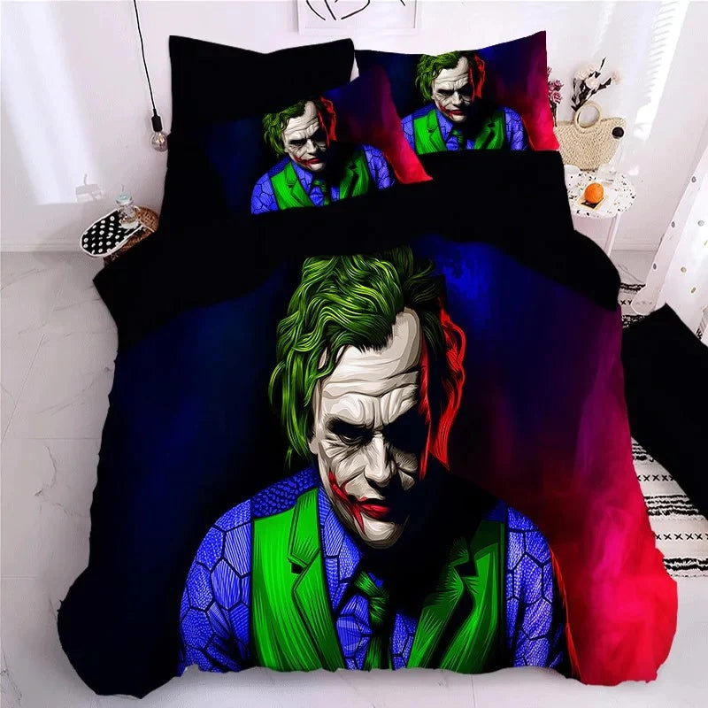 Joker Arthur Fleck Clown Duvet Cover Quilt Case Pillowcase Bedding Set