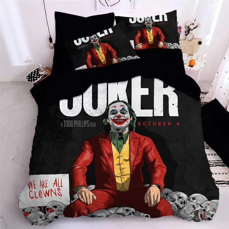 Joker Arthur Fleck Clown Duvet Cover Quilt Case Pillowcase Bedding Set