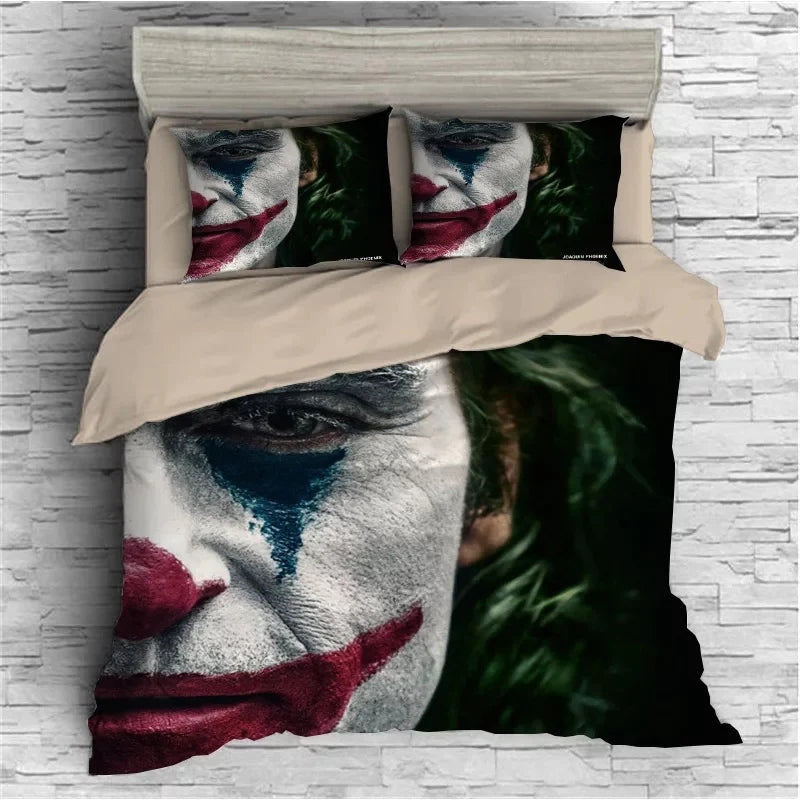 Joker Arthur Fleck Clown Duvet Cover Quilt Case Pillowcase Bedding Set