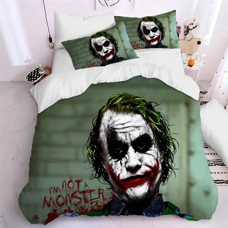 Joker Arthur Fleck Clown Duvet Cover Quilt Case Pillowcase Bedding Set