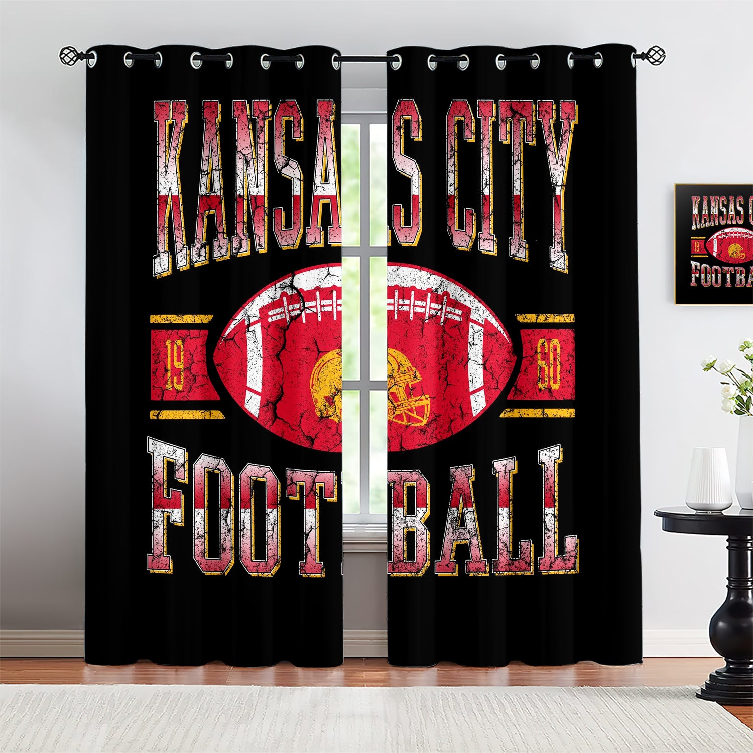 Kansas City Chiefs Blackout Curtains Drapes For Window Treatment Set