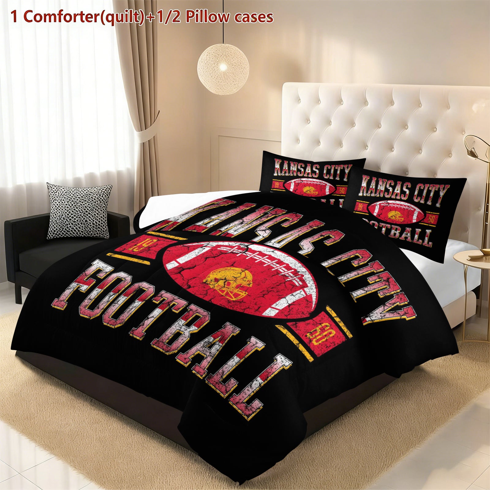 Kansas City Chiefs Comforter Pillowcase Sets Blanket All Season Reversible Quilted Duvet