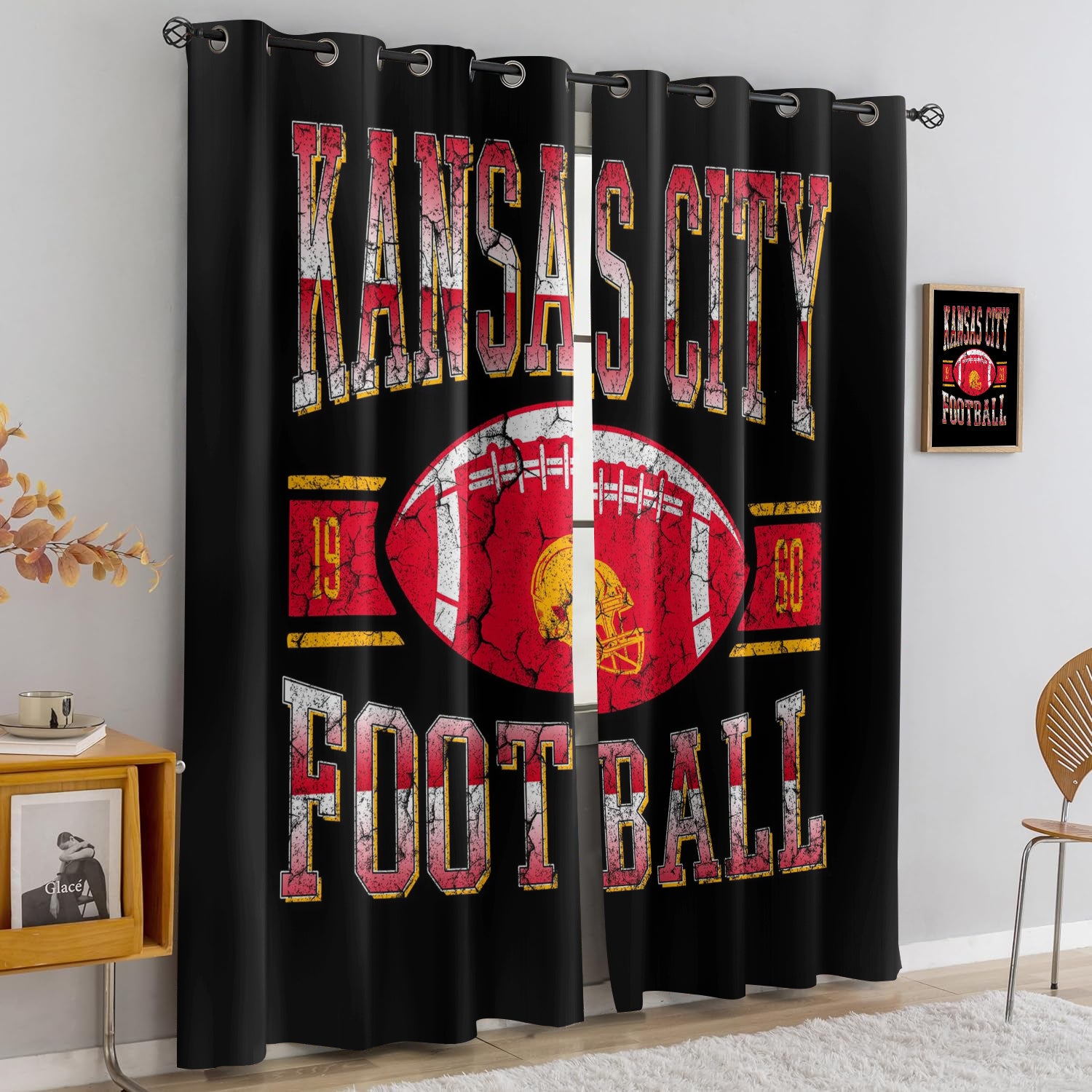 Kansas City Chiefs Blackout Curtains Drapes For Window Treatment Set
