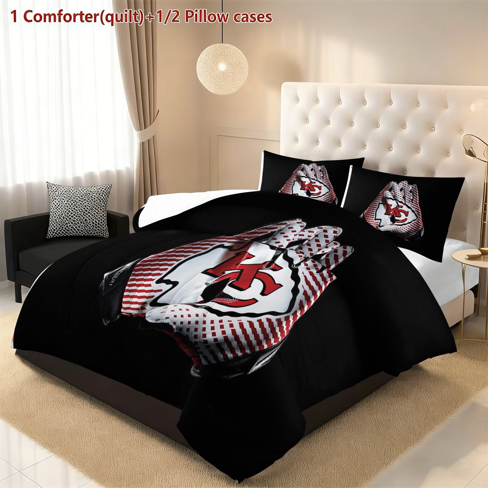 Kansas City Chiefs Comforter Pillowcase Sets Blanket All Season Reversible Quilted Duvet