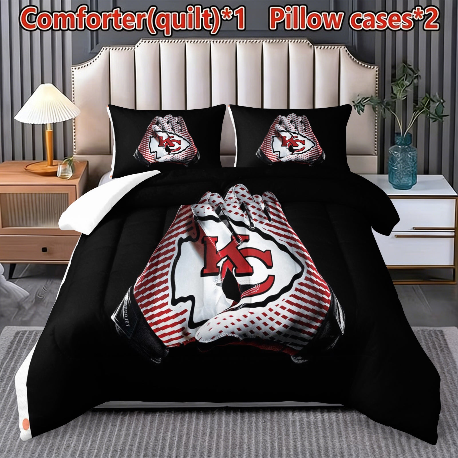 Kansas City Chiefs Comforter Pillowcase Sets Blanket All Season Reversible Quilted Duvet