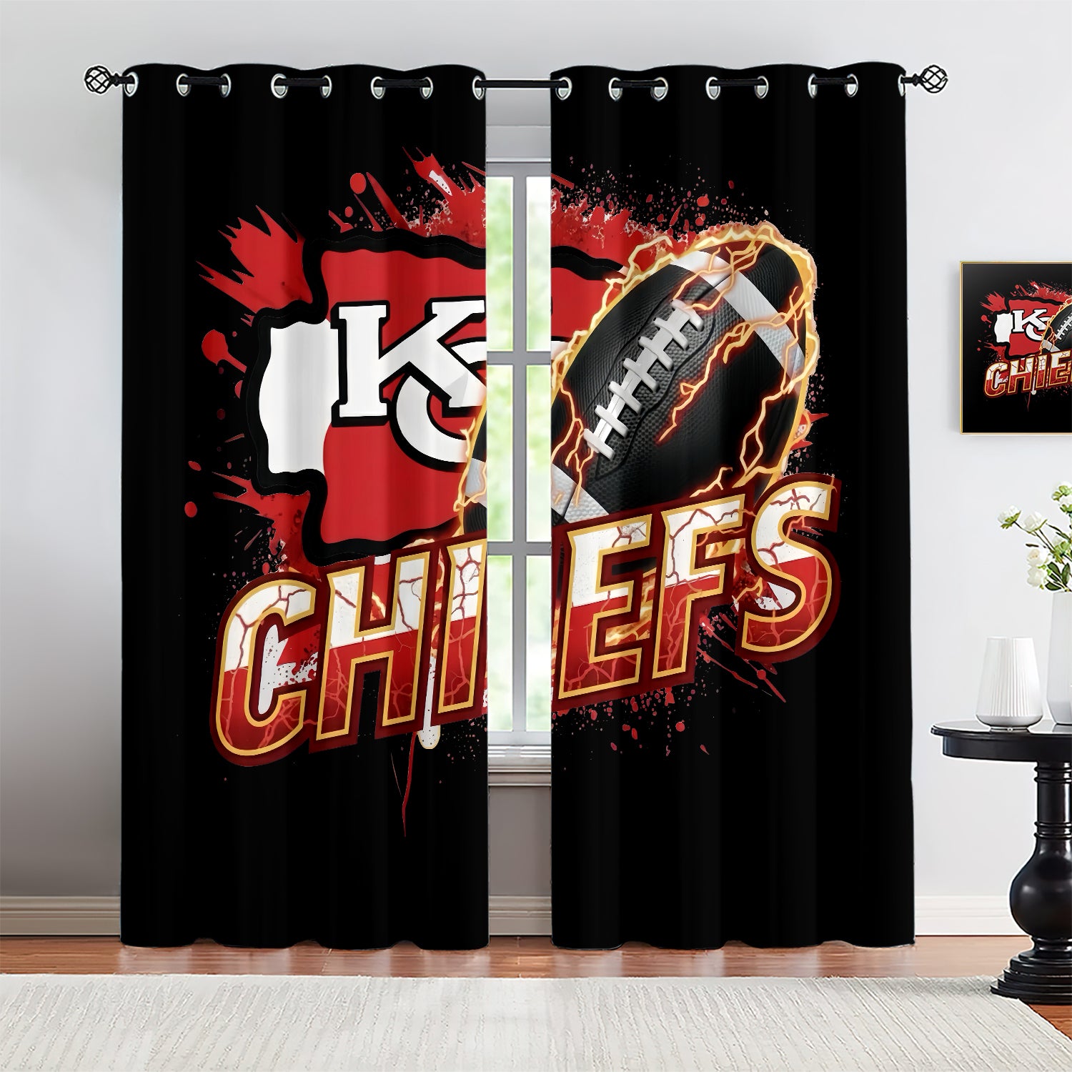 Kansas City Chiefs Blackout Curtains Drapes For Window Treatment Set