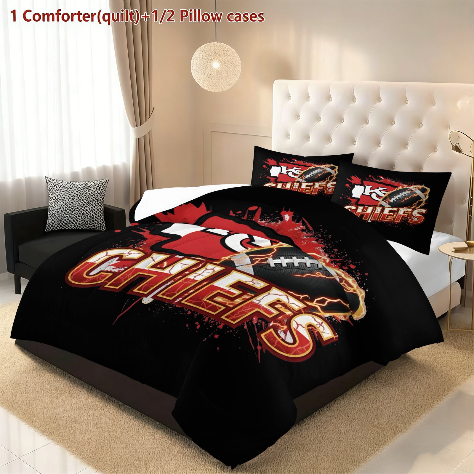 Kansas City Chiefs Comforter Pillowcase Sets Blanket All Season Reversible Quilted Duvet