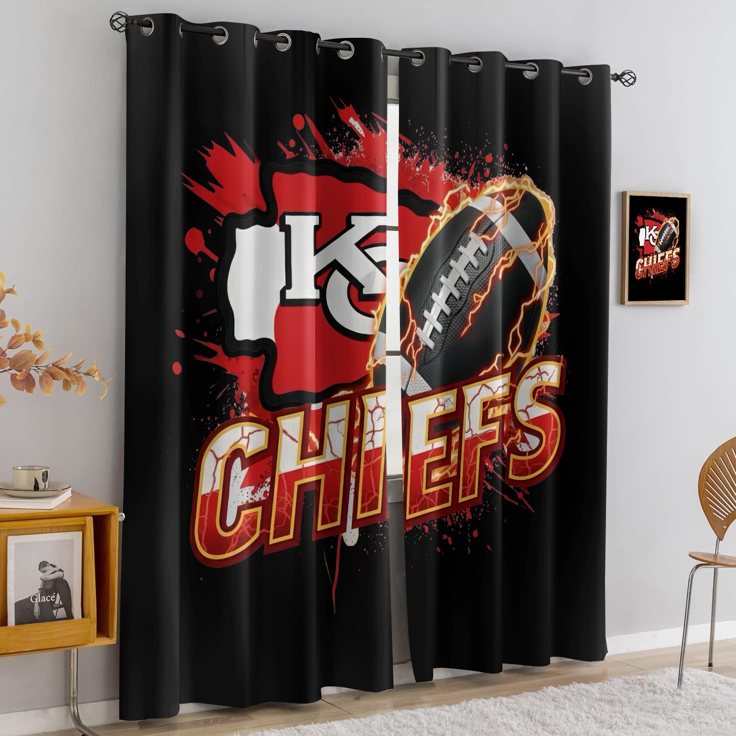 Kansas City Chiefs Blackout Curtains Drapes For Window Treatment Set