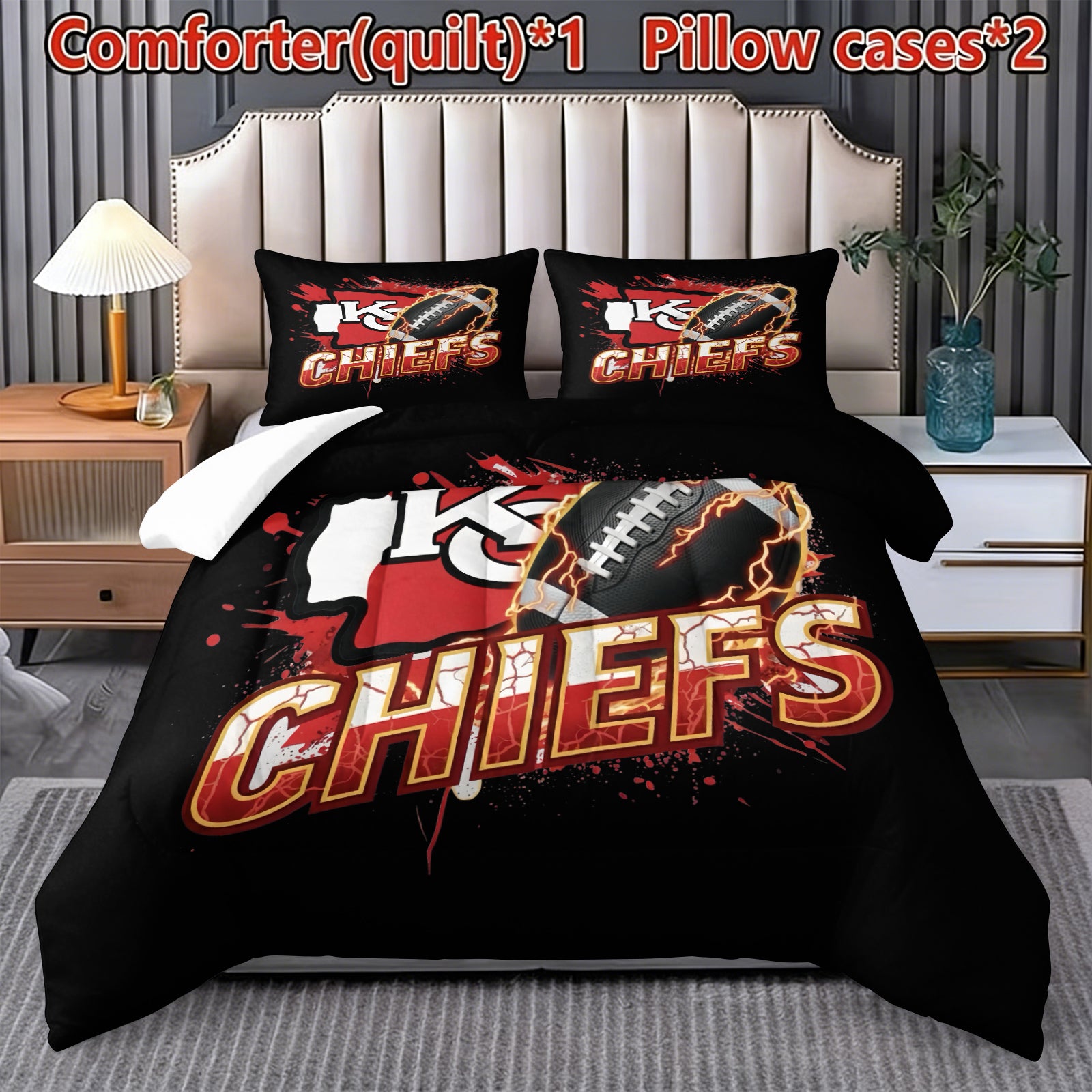 Kansas City Chiefs Comforter Pillowcase Sets Blanket All Season Reversible Quilted Duvet
