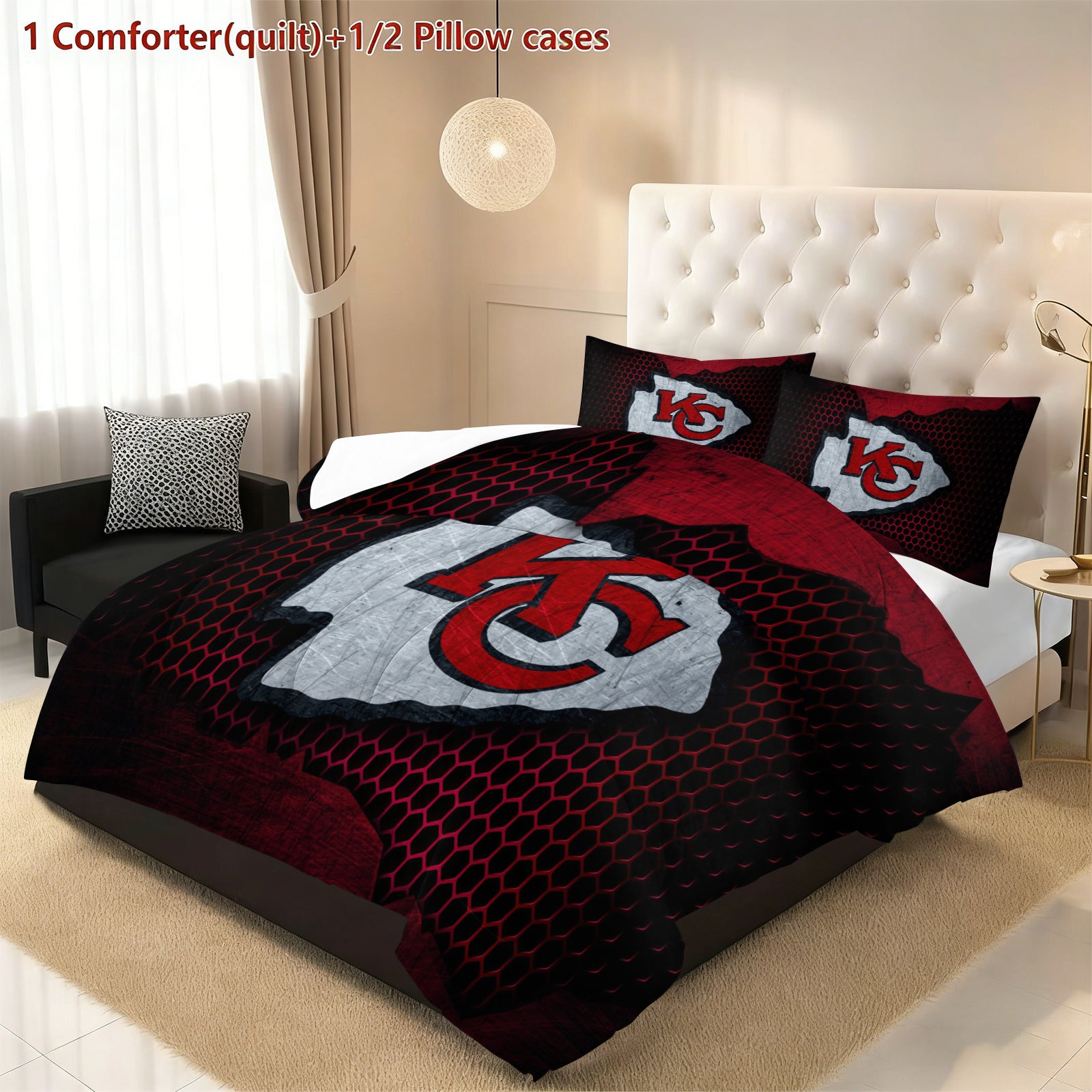 Kansas City Chiefs Comforter Pillowcase Sets Blanket All Season Reversible Quilted Duvet