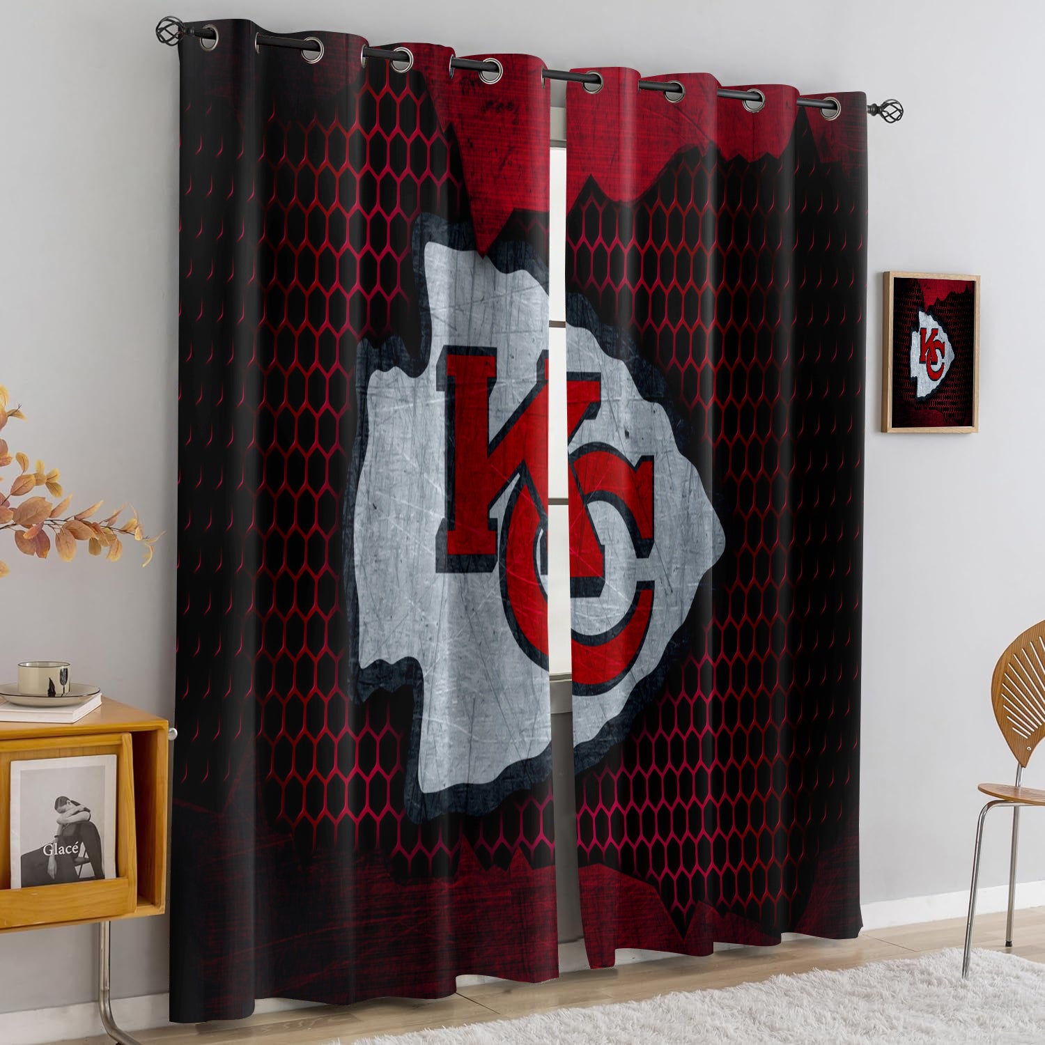 Kansas City Chiefs Blackout Curtains Drapes For Window Treatment Set