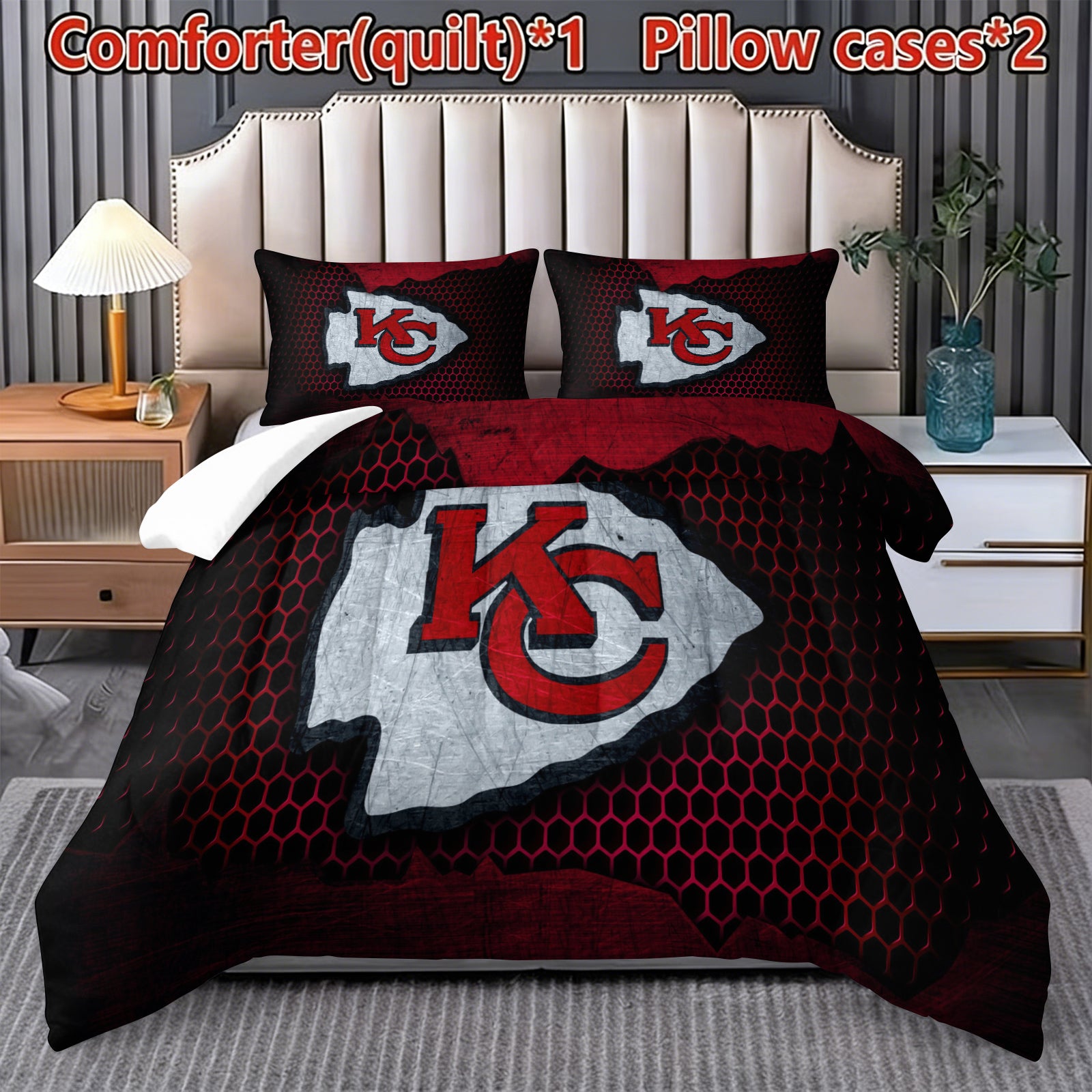 Kansas City Chiefs Comforter Pillowcase Sets Blanket All Season Reversible Quilted Duvet