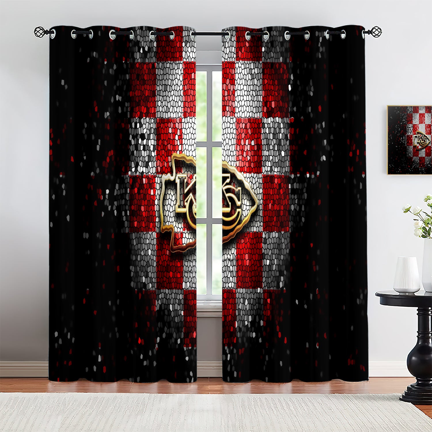 Kansas City Chiefs Blackout Curtains Drapes For Window Treatment Set