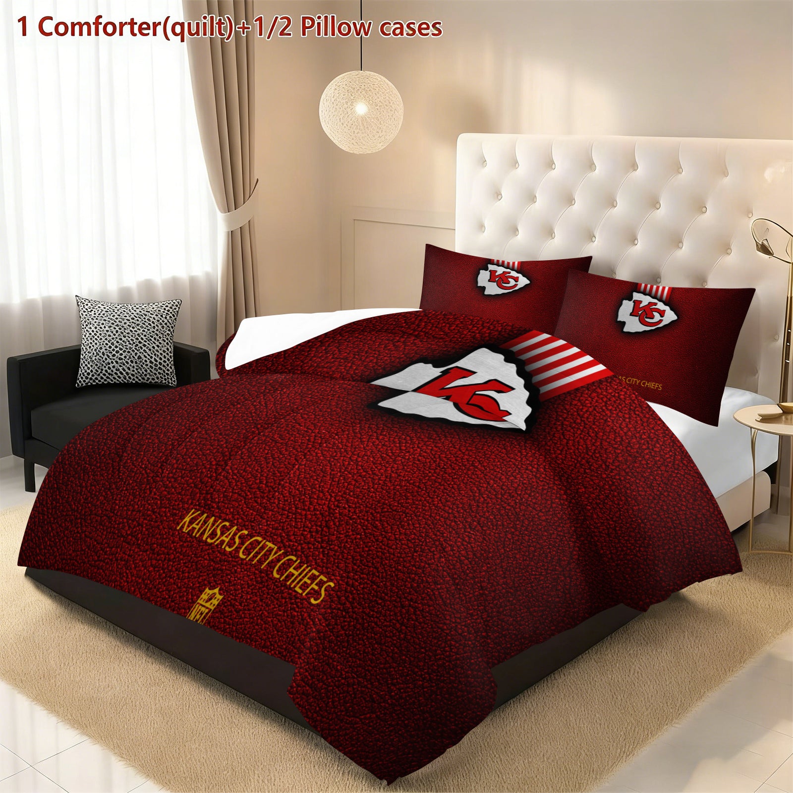 Kansas City Chiefs Comforter Pillowcase Sets Blanket All Season Reversible Quilted Duvet