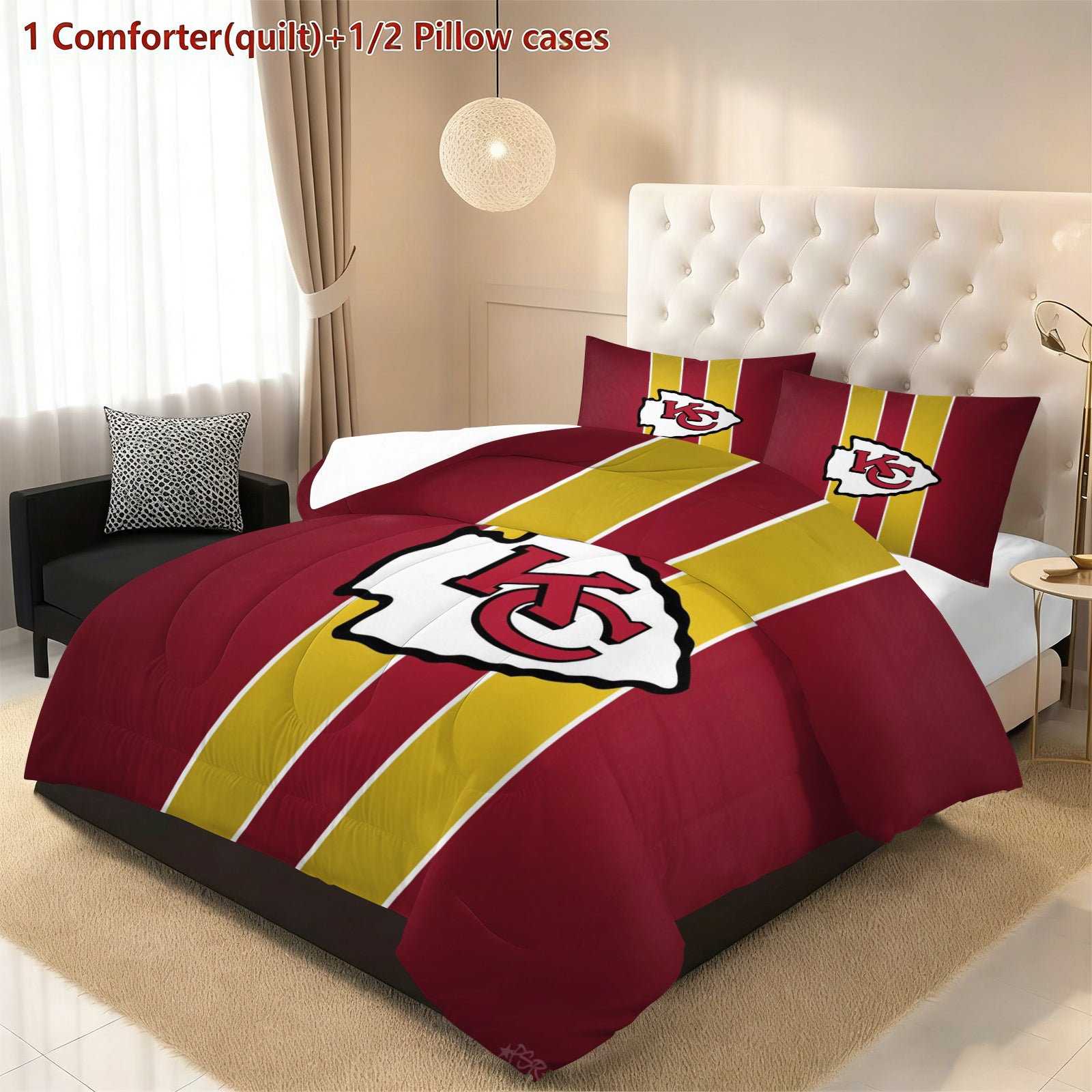 Kansas City Chiefs Comforter Pillowcase Sets Blanket All Season Reversible Quilted Duvet