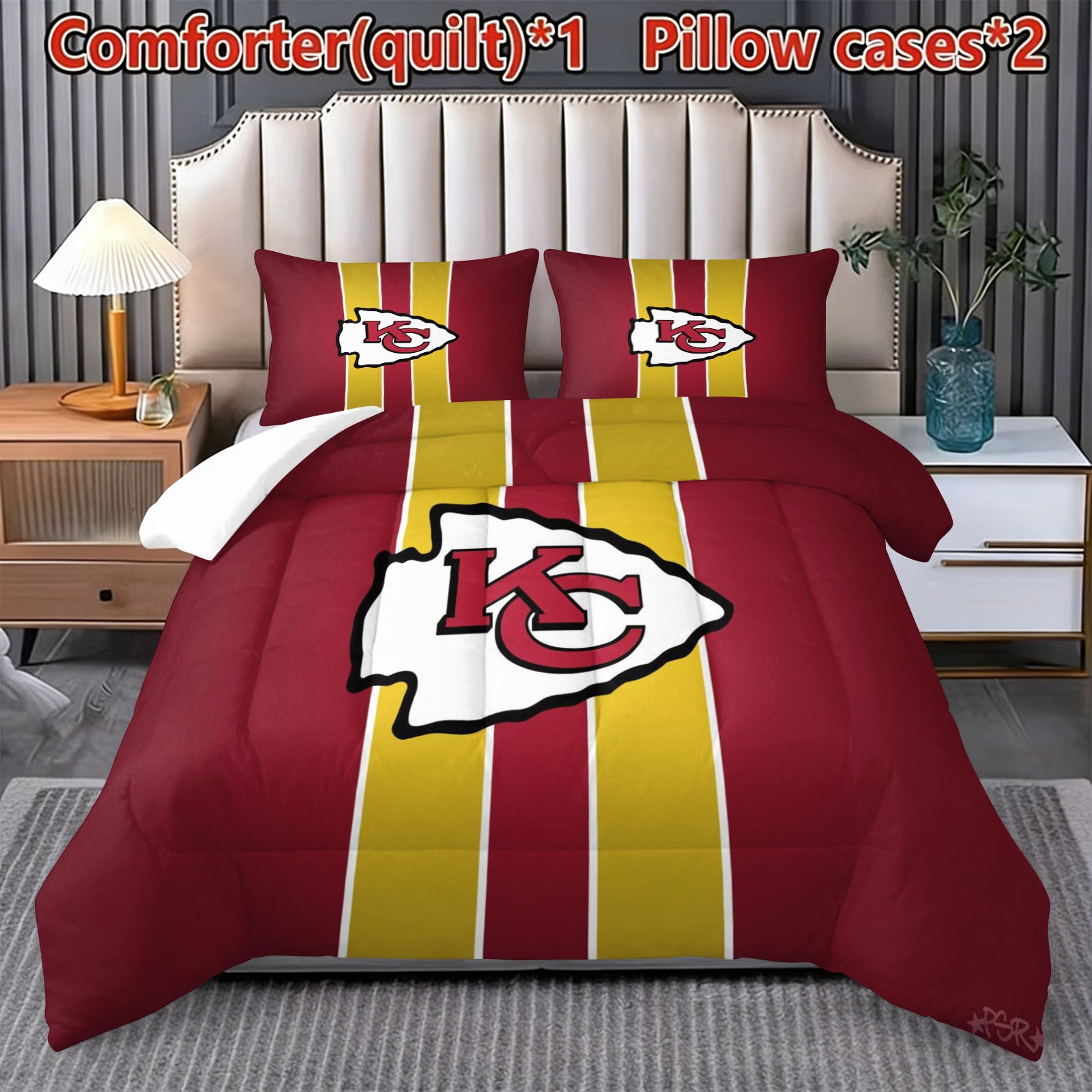 Kansas City Chiefs Comforter Pillowcase Sets Blanket All Season Reversible Quilted Duvet