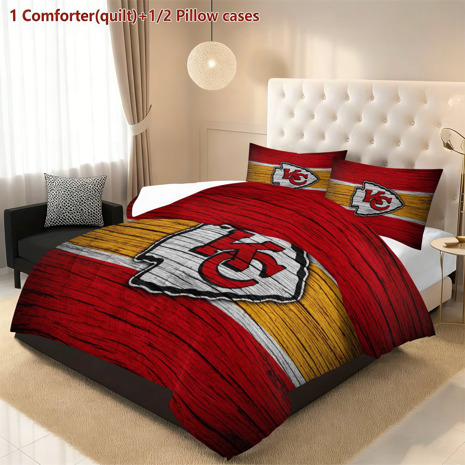 Kansas City Chiefs Comforter Pillowcase Sets Blanket All Season Reversible Quilted Duvet